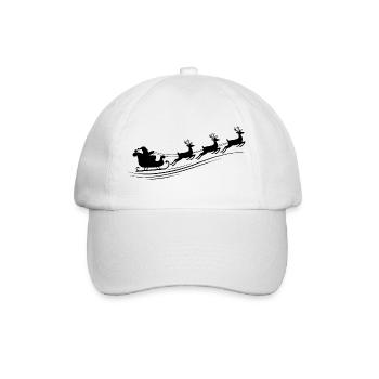 Santa Claus Sleigh Reindeer - Baseball Cap - white/white - Front