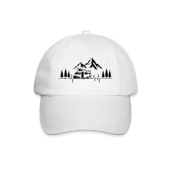 Camping love with heartbeat and motorhome - Baseball Cap - white/white - Front