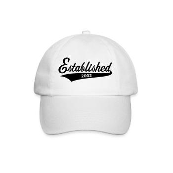 Established 2002 (Year of Birth, Birthday / Black) - Baseball Cap - white/white - Front