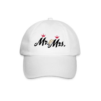 Lustige Geschenke zur Hochzeit, Mr and Mrs - Baseballkappe - Weiß/Weiß - Vorne