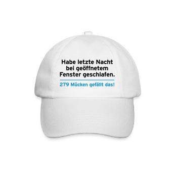 Nacht Schlaf Fenster Mücken Social Media Facebook - Baseballkappe - Weiß/Weiß - Vorne
