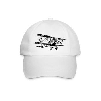 Doppeldecker Flugzeug schwarz weiß Geschenkidee - Baseballkappe - Weiß/Weiß - Vorne