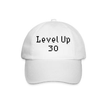 Level Up - 30. Geburtstag - Baseballkappe - Weiß/Weiß - Vorne