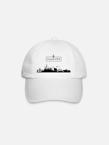 Skyline Hansestadt Hamburg, HH, Stadt, Deutschland - Baseballkappe - Weiß/Weiß
