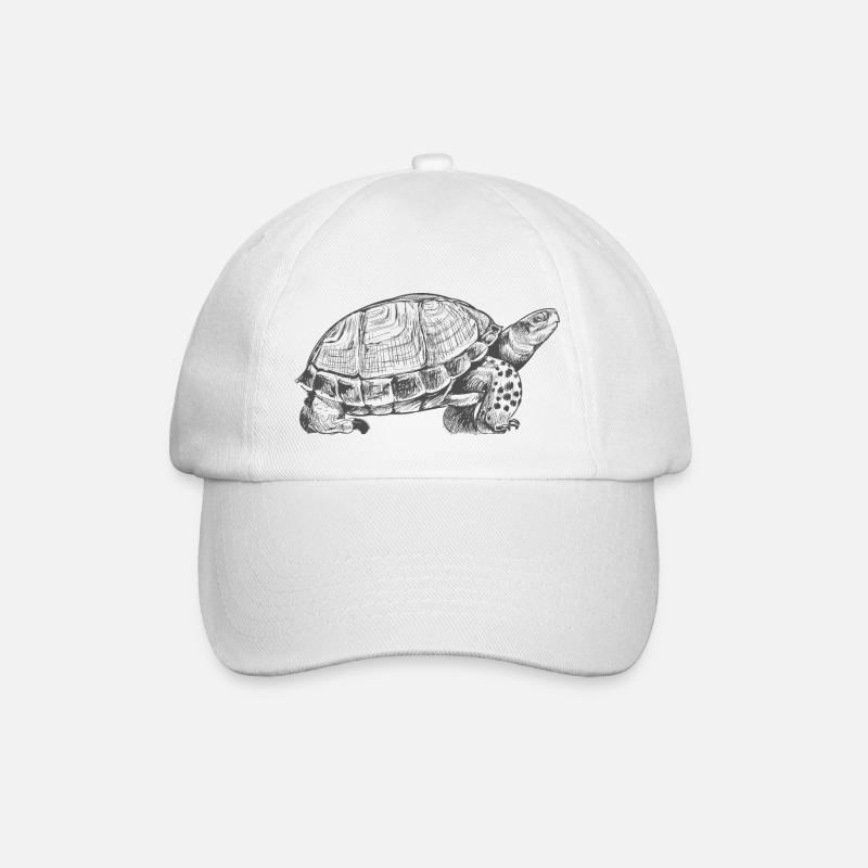 Schildkröte Turtle Geschenk Gezeichnet - Baseballkappe - Weiß/Weiß