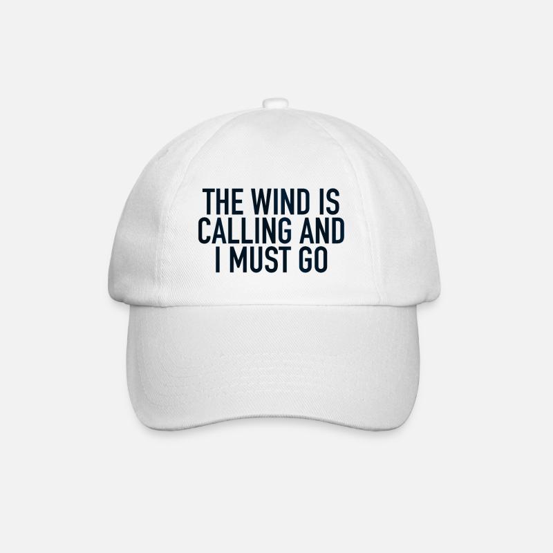 The wind Is calling and I must go - Surfen - Baseballkappe - Weiß/Weiß