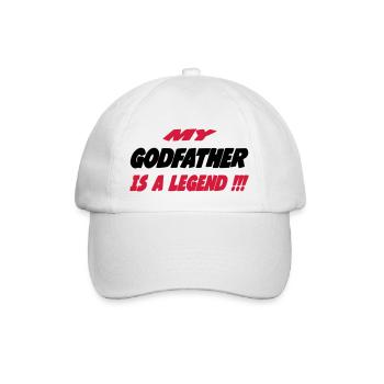 My godfather is a legend !!! 111 - Baseballkappe - Weiß/Weiß - Vorne