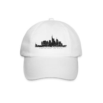 Frankfurt am Main Skyline (Vintage/Schwarz) - Baseballkappe - Weiß/Weiß - Vorne