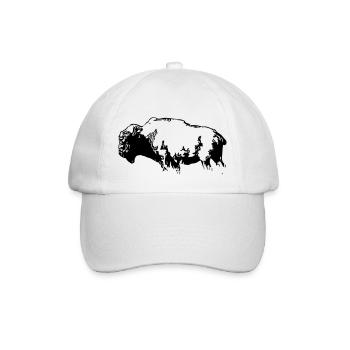 Bison - Büffel - Buffalo - Baseballkappe - Weiß/Weiß - Vorne