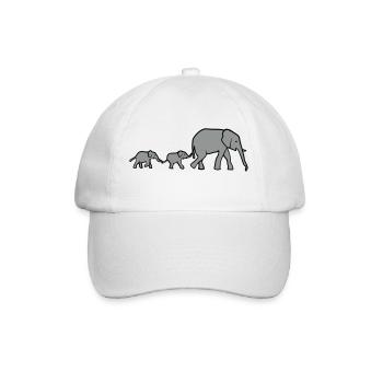 Elephant mother and baby elephants - Baseball Cap - white/white - Front