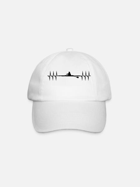 Rowing Woman and ECG Heartbeat - Baseball Cap - white/white