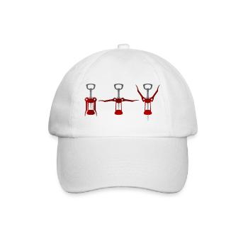 corkscrew together alcohol humor - Baseball Cap - white/white - Front