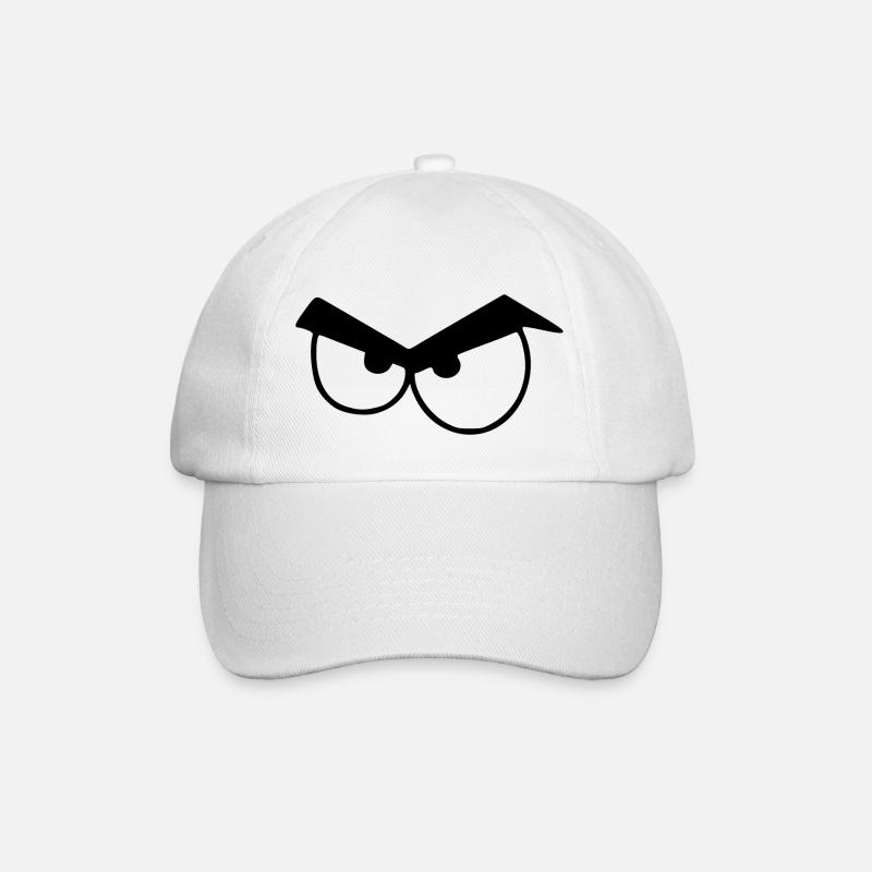 Wütende Augen mit Augenbrauen. - Baseballkappe - Weiß/Weiß