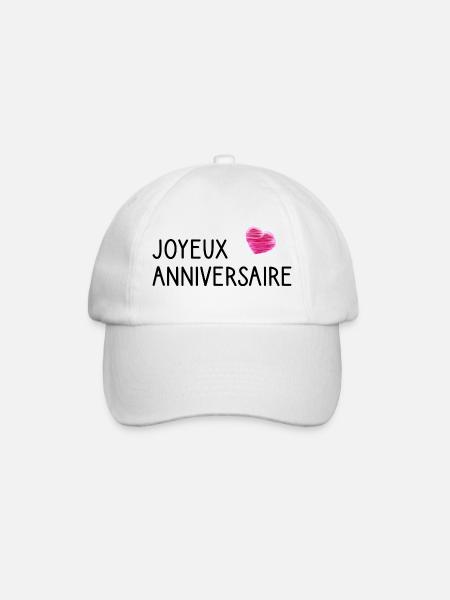 HAPPY BIRTHDAY.JOYEUX ANNIVERSAIRE. ANNIVERSAIRE. - Casquette classique - blanc/blanc