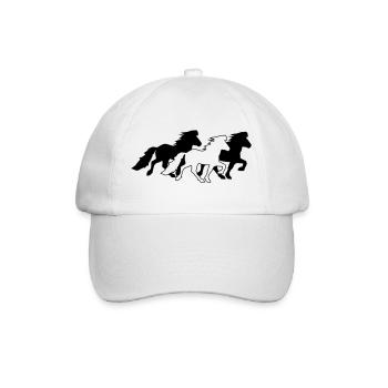 3 noble Icelandic horses in tölt - Baseball Cap - white/white - Front