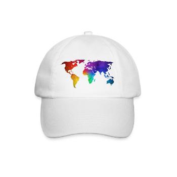 Weltkarte/Globe-Design mit funky RegenbogenFarbe - Baseballkappe - Weiß/Weiß - Vorne