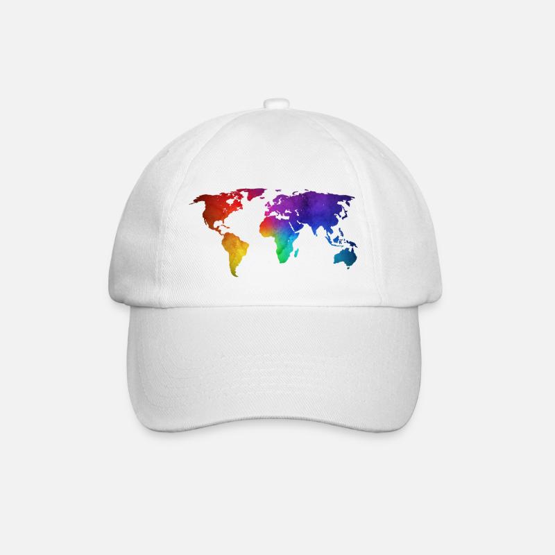 Conception de carte du monde/globe avec la couleur funky d’arc-en-ciel - Casquette classique - blanc/blanc