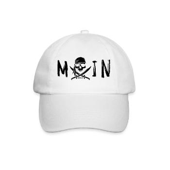 MOIN mit Totenkopf, Logo und Säbel schwarz - Baseballkappe - Weiß/Weiß - Vorne