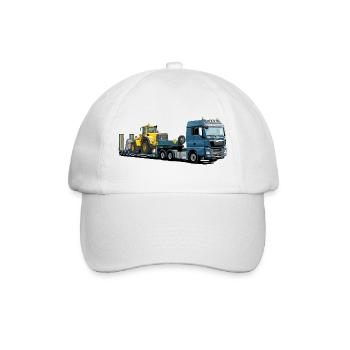 Low-loader with excavator - Baseball Cap - white/white - Front
