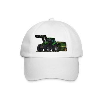 Tracteur vert clair avec chargeur frontal et presse à balles - Casquette classique - blanc/blanc - Devant