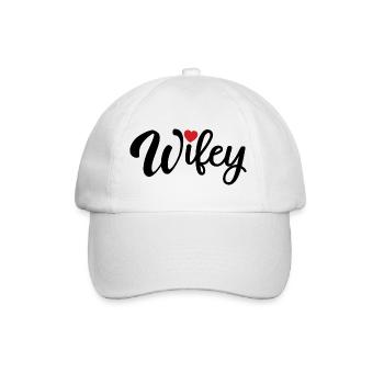 Wifey - Süßes Herz, Geschenk für Frau Verheiratete Frauen - Baseballkappe - Weiß/Weiß - Vorne