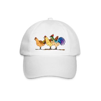 Hens and rooster - Baseball Cap - white/white - Front