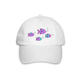 Poisson Cichlide Eau Mer Graffiti Dessin - Casquette classique - blanc/blanc - Devant