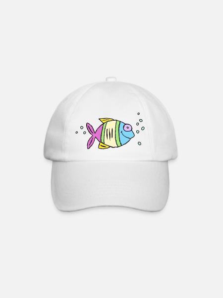 Pesce Ciclide Acqua Mare Graffiti Disegno - Cappello con visiera - bianco/bianco