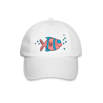Poisson Cichlide Eau Mer Graffiti Dessin - Casquette classique - blanc/blanc - Devant