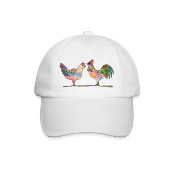Hen and rooster - Baseball Cap - white/white - Front