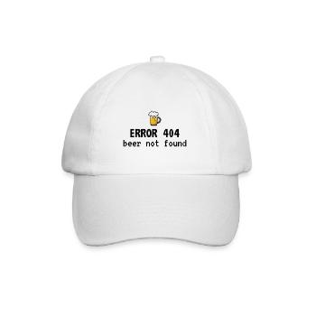 Lustiger Slogan Error 404 Beer Not Found Funshirt - Baseballkappe - Weiß/Weiß - Vorne