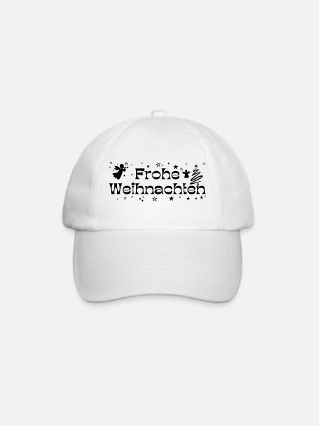 Frohe Weihnachten schwarz Sterne Engel Tannenbaum - Baseballkappe - Weiß/Weiß