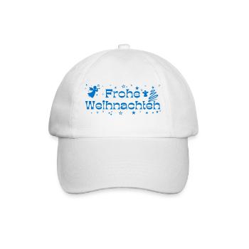 Frohe Weihnachten blau Sterne Engel Christbaum - Baseballkappe - Weiß/Weiß - Vorne