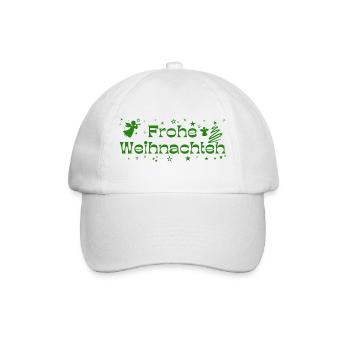 Frohe Weihnachten grün Sterne Engel Weihnachtsbaum - Baseballkappe - Weiß/Weiß - Vorne