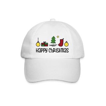 Happy Christmas - Baseballkappe - Weiß/Weiß - Vorne