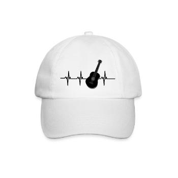 Gitarren-Herzschlag - Baseballkappe - Weiß/Weiß - Vorne