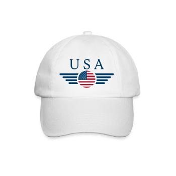 USA Fahne - Baseballkappe - Weiß/Weiß - Vorne