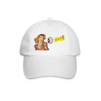 Blonde woman with megaphone shouts blah, blah - Baseball Cap - white/white - Front