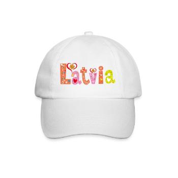 Personalisierter Name Lettlands - Baseballkappe - Weiß/Weiß - Vorne