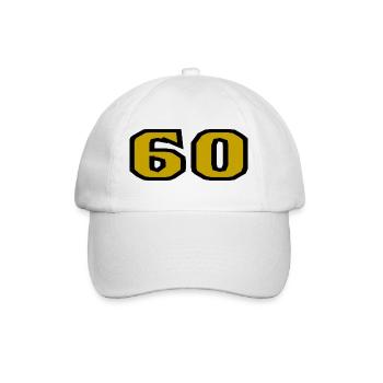 60. 60 YEARS. 60th ANNIVERSARY. 60TH BIRTHDAY. - Baseball Cap - white/white - Front