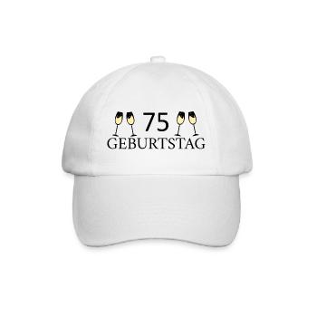 75.Geburtstag 75 Jahre - Baseballkappe - Weiß/Weiß - Vorne