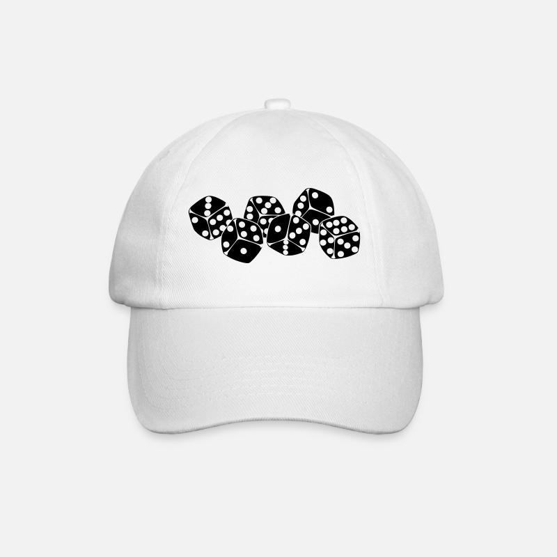 Sechs Würfel nebeneinander - Baseballkappe - Weiß/Weiß