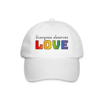 LGBT T Shirt Rainbow everyone deserves love - Baseball Cap - white/white - Front