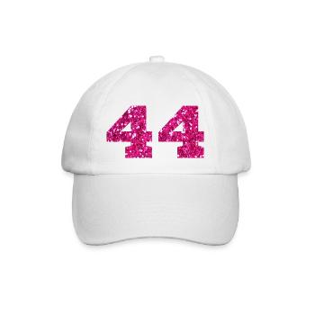 Number 44 Pink Glitter - 44th Anniversary - Baseball Cap - white/white - Front