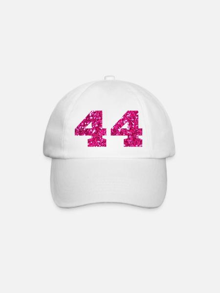 Nummer 44 Pink Glitter - 44. Jahrestag - Baseballkappe - Weiß/Weiß
