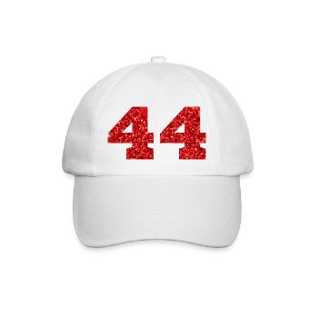 Number 44 Red Glitter - 44th Anniversary - Baseball Cap - white/white - Front