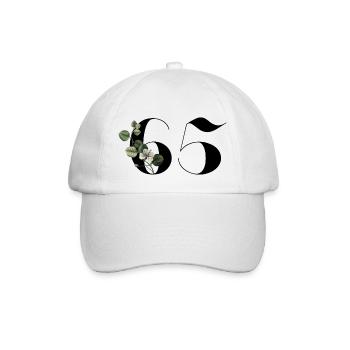Numéro 65 floral vert - 65e anniversaire floral - Casquette classique - blanc/blanc - Devant