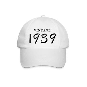 Jahrgang 1939 - Geschenkidee zum Geburtstag - Baseballkappe - Weiß/Weiß - Vorne