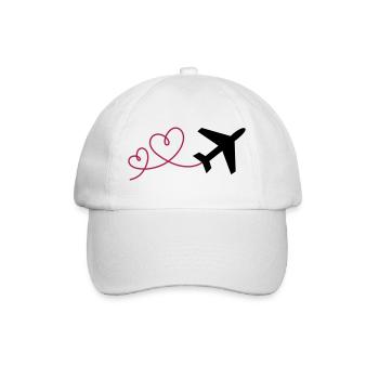 Avion à 2 cœurs - Casquette classique - blanc/blanc - Devant