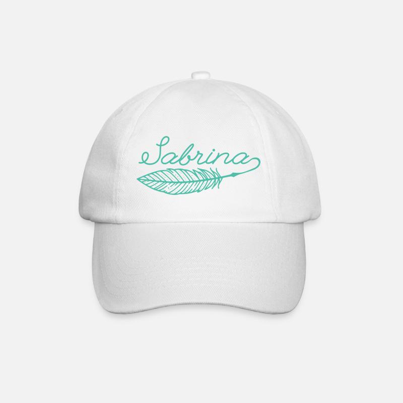Sabrina Name Federschrift - Baseballkappe - Weiß/Weiß